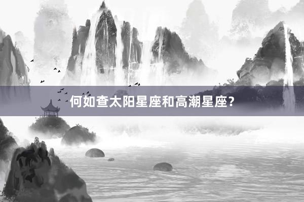 何如查太阳星座和高潮星座？